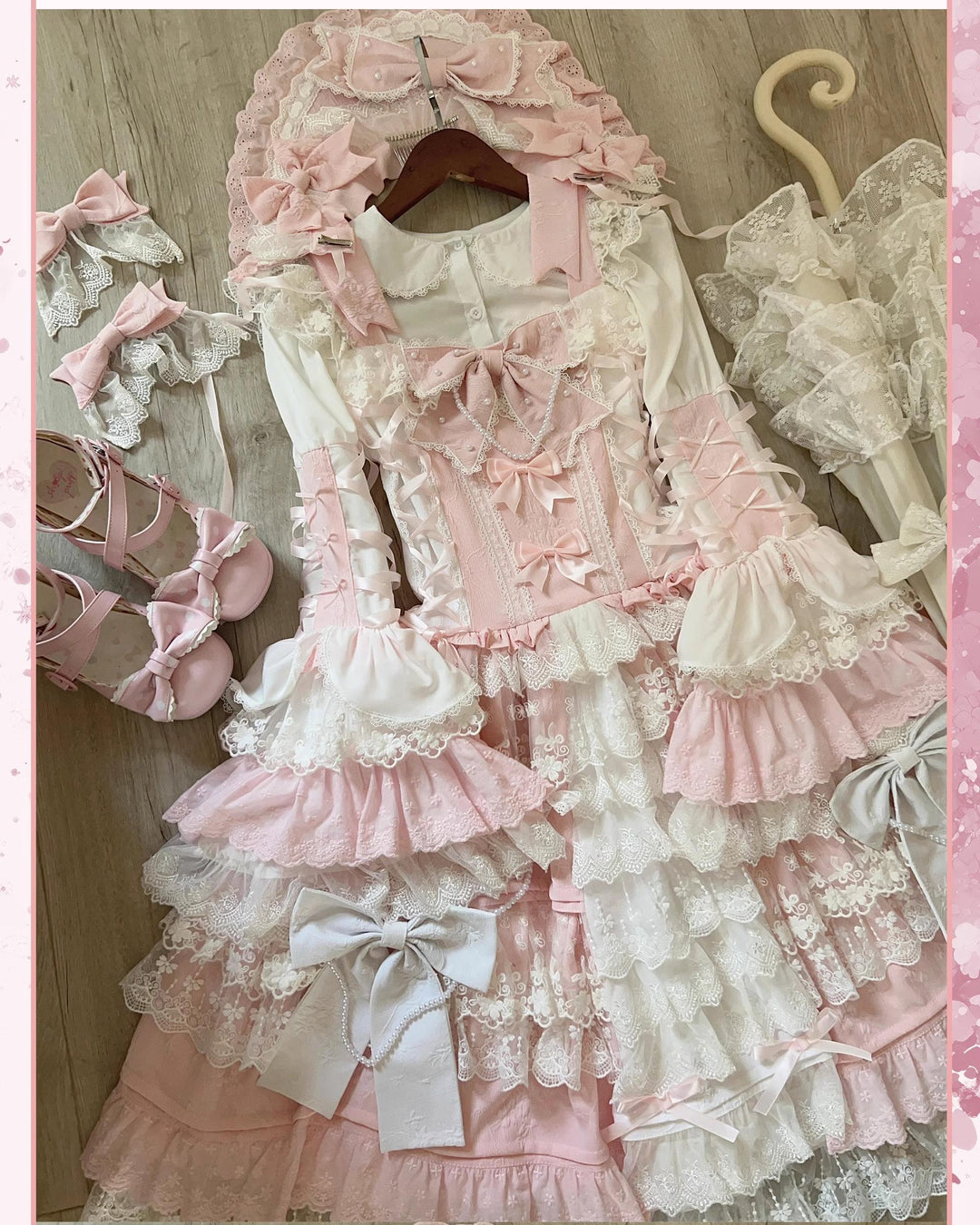 Vintage Lolita Dress Pink Doll-like Dress Princess Sleeve Blouse BNT 41170:697894