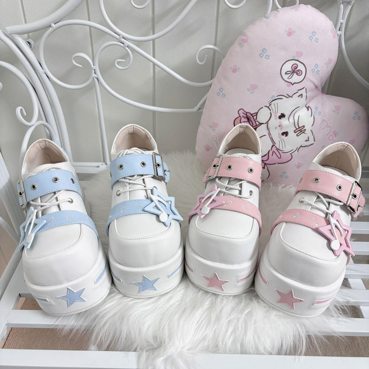 Punk Platform Shoes Gyaru Round-Toe Pentagram Musical Note Designs 41578:706684