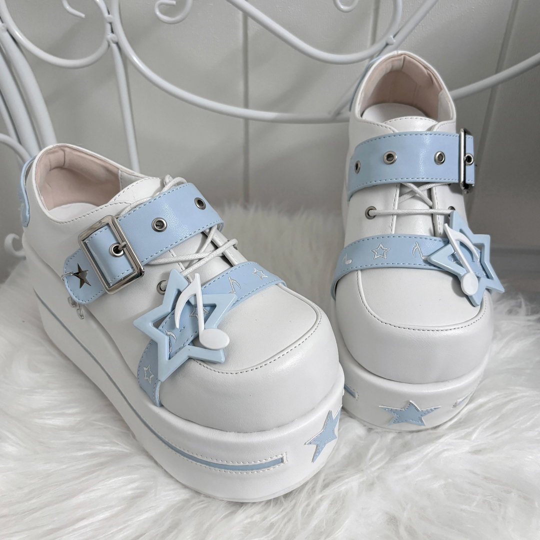 Punk Platform Shoes Gyaru Round-Toe Pentagram Musical Note Designs (34 35 36 37 38 39 40 41) 41578:706710