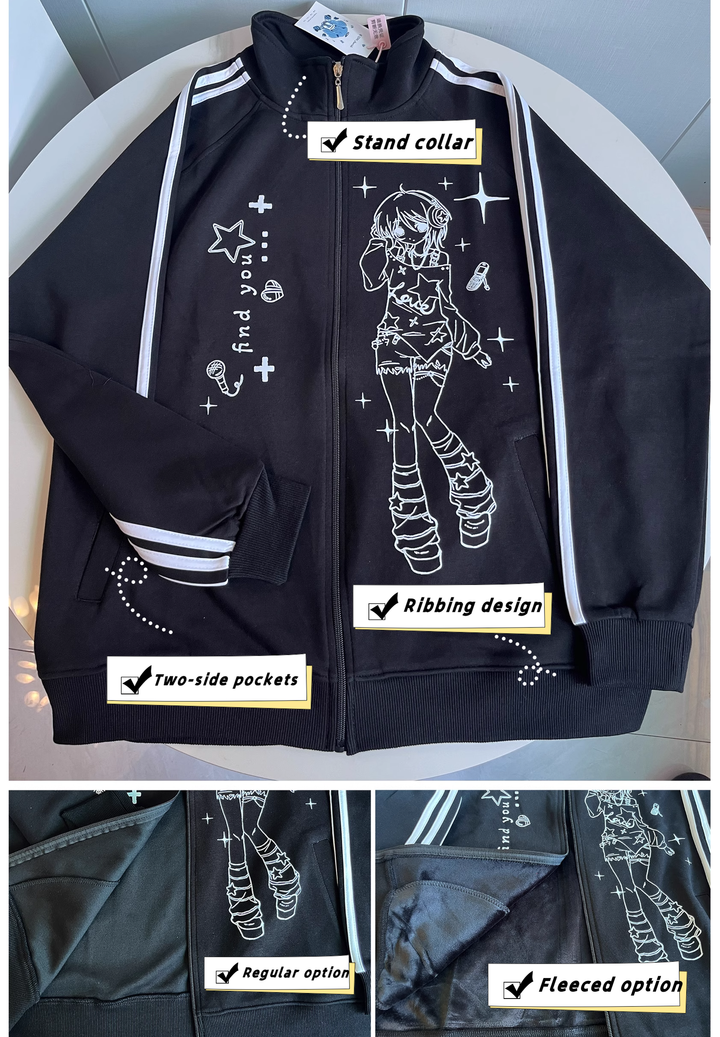Yami Kawaii Jacket Black Coat Stand Collar Jacket 39138:613740