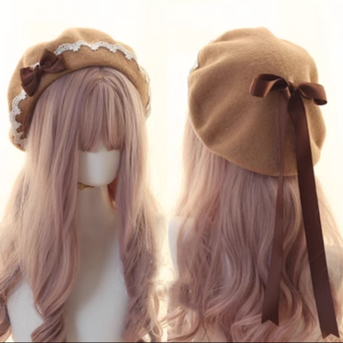 Sweet Lolita Hat Lace Butterfly Bow Berets Multicolor (M) 28934:364368