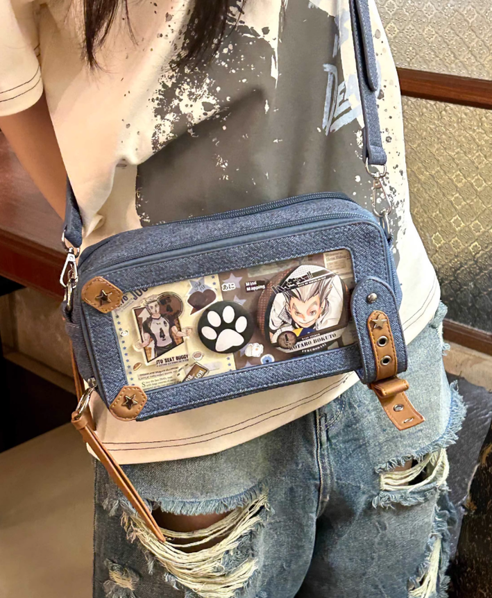 Gyaru Ita Bag Brick-like Crossbody Bag Motorcycle Handle Bag 41756:719624