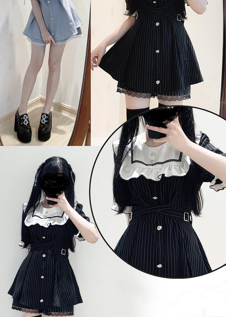Jirai Kei Dress Square Collar Shorts Set Multicolor 33998:478920