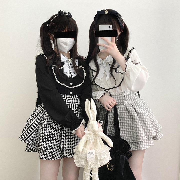 Jirai Kei Shirt Trimmed Peter Pan Collar Long-sleeved Bunny Ear Blouse 42707:750763