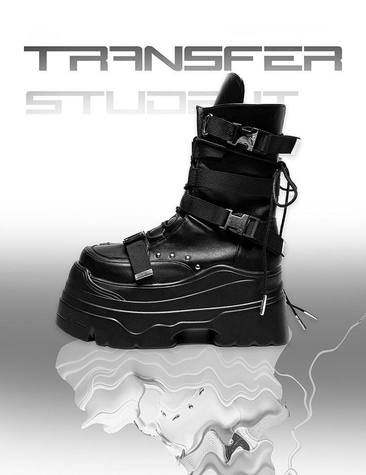 Punk Platform Boots with Mid-calf Length Shaft 42713:753340