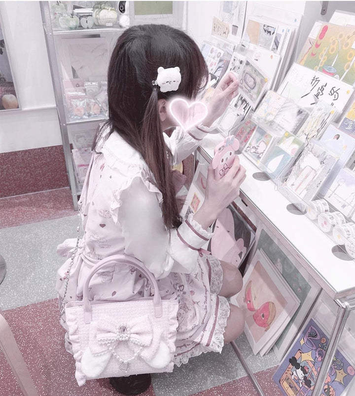 Ryousangata Style Handbag, Bow and Plush Ears 43680:782752