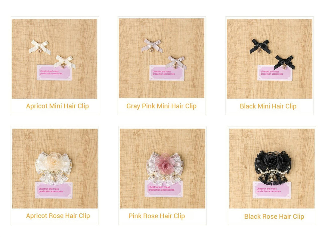 Jirai Kei Hair Clip in Mini & Rose Styles with Pearl Accents 42802:754714
