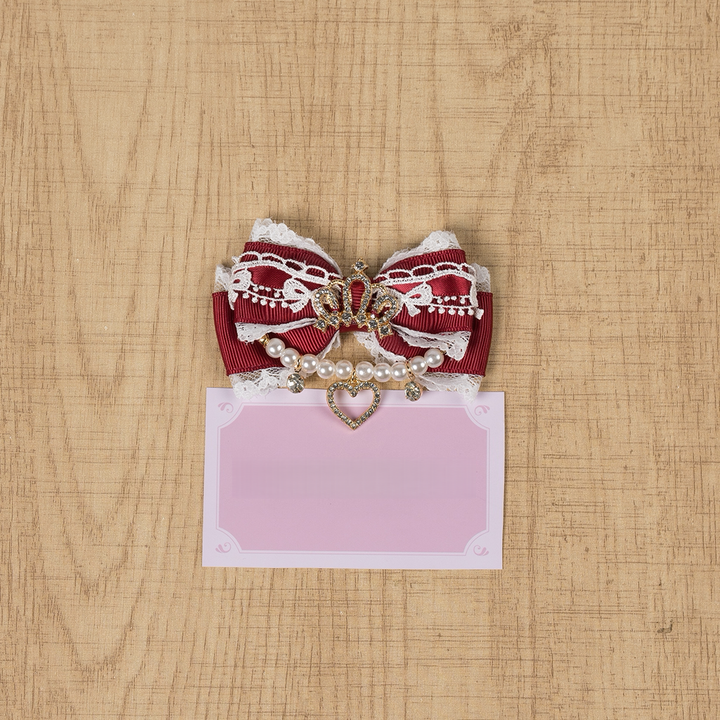 Ryousangata Hair Clip, Bow with Crown & Pearl 44743:823264