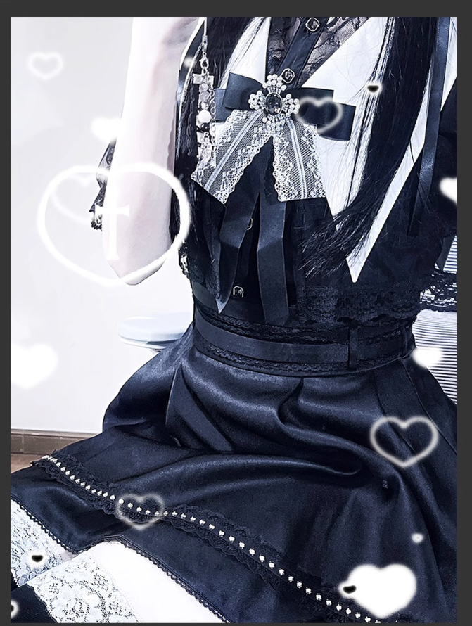 Jirai Kei Skirt Angel Wing Collar Blouse Double Layered Skirt 39538:634882