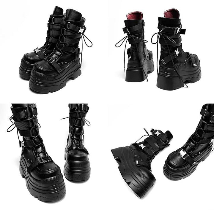 Punk Platform Boots with Mid-calf Length Shaft 42713:753328