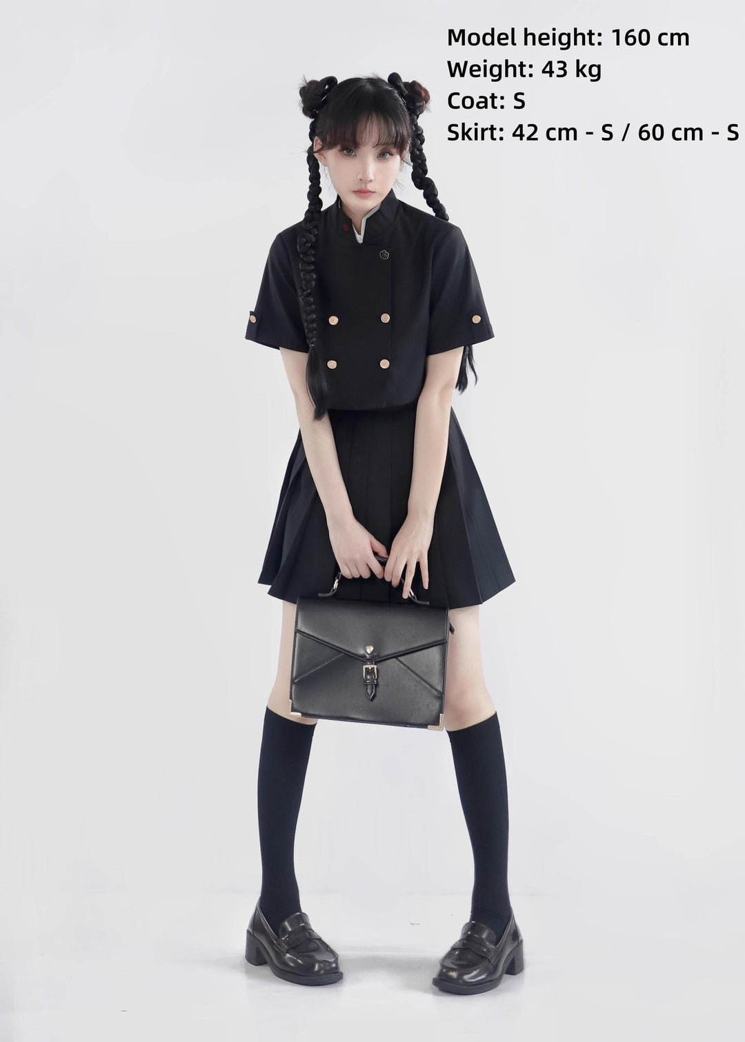 JK Uniform Pleated Skirts with Six Lengths & Embroidered Coat 42566:746394