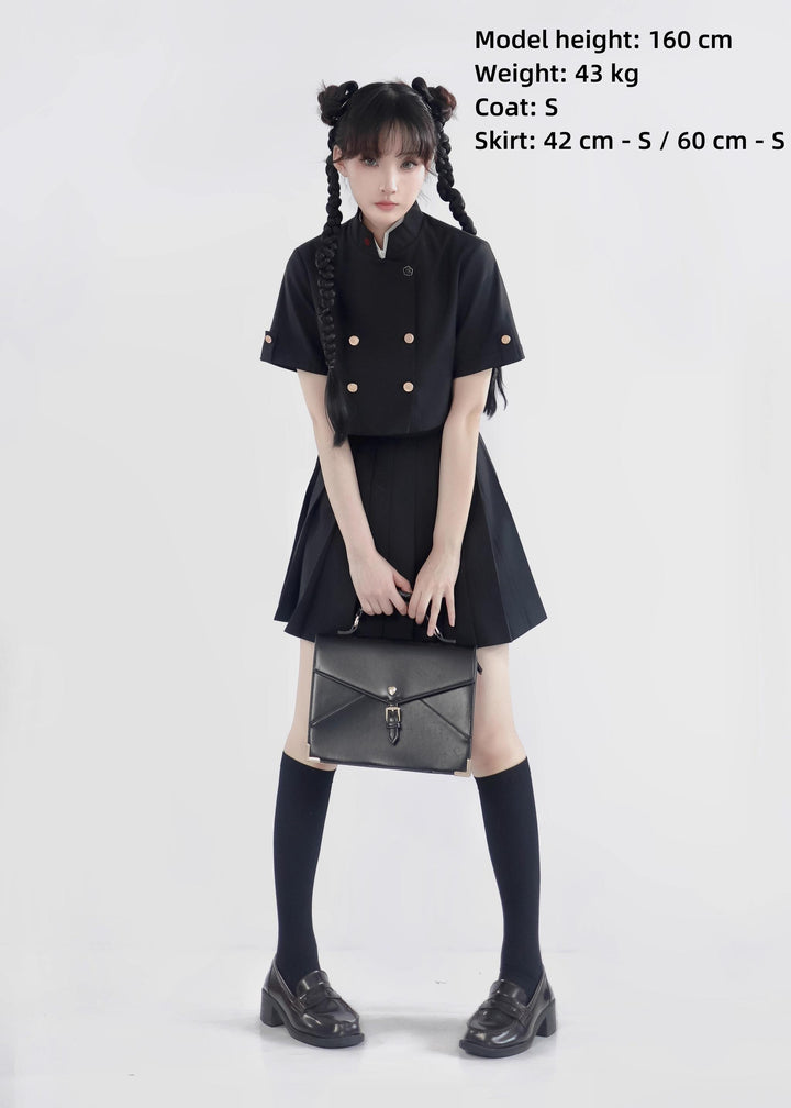 JK Uniform Pleated Skirts with Six Lengths & Embroidered Coat 42566:746394