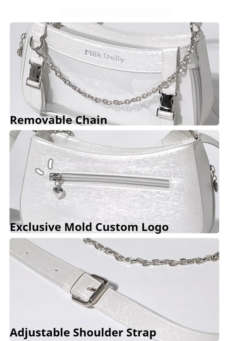 Y2K Style Ita Bag, Clear Window & Detachable Chain 43228:772327