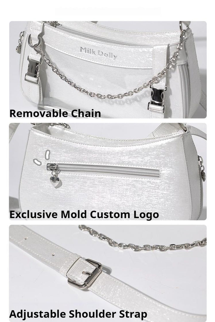Y2K Style Ita Bag, Clear Window & Detachable Chain 43228:772327