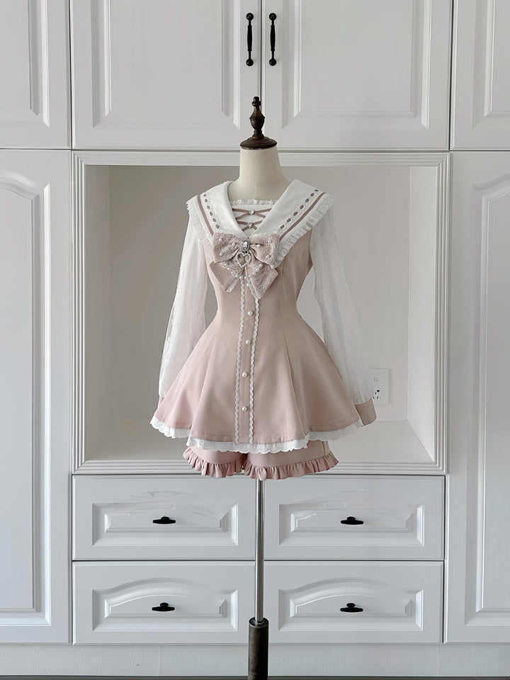 Jirai Kei Dress With Pearl Chain And Big Rhinestone Bow Tie (2XL L M S XL) 42813:755979