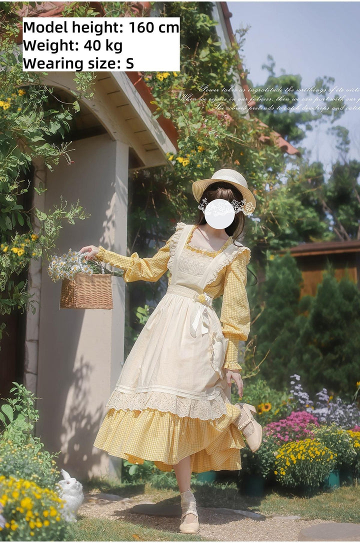 Country Lolita Dress Set Short/Long-Sleeved OP and Cotton Over-Skirt 42815:756436