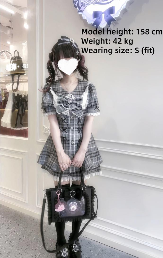 Jirai Kei Dress With Lace-Up Waist & Pocketed Shorts 43005:762134