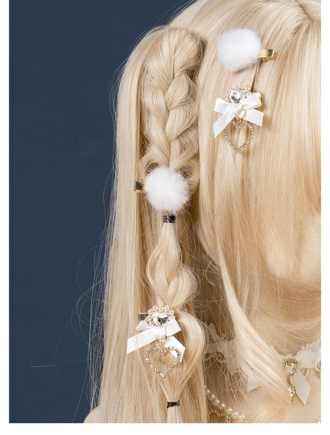 Jirai Kei Mini Hair Clips, Bow and Pompom Styles 44464:816502