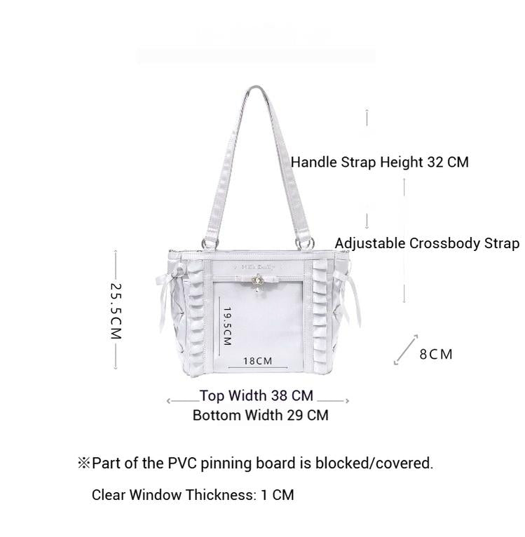 Large-Capacity Ita Bag, Clear Window Front + Rhinestones 43231:779324
