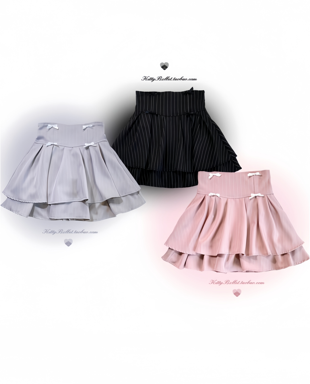 Striped Jirai Kei Skirt, Elastic Built-in Waist Shorts 43074:766285
