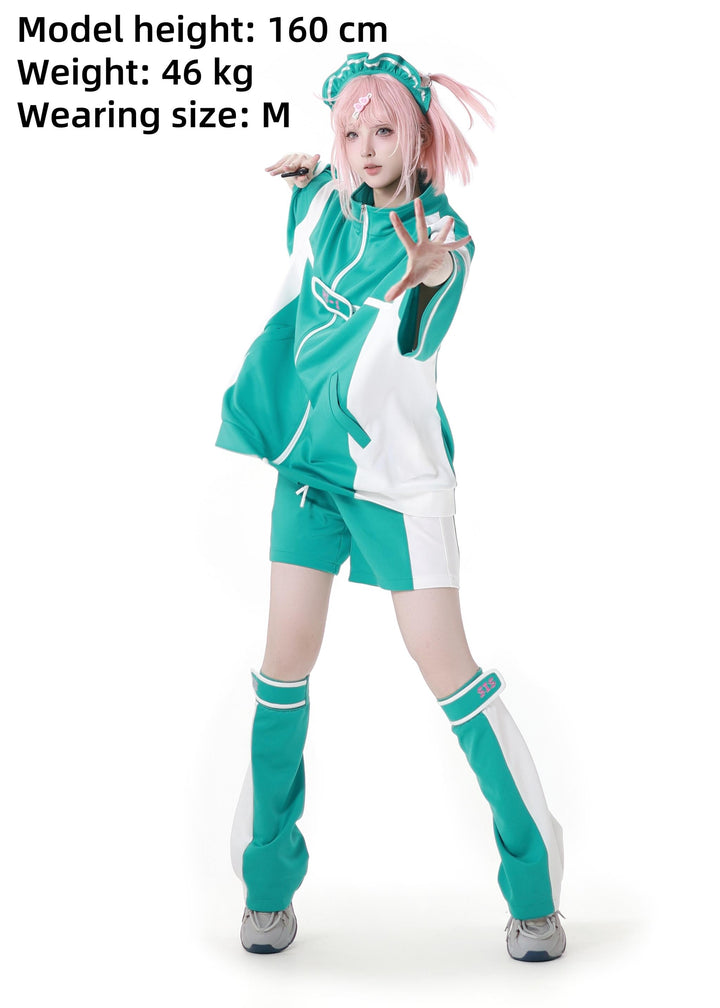 Black/Green Subcul Jirai Kei Sporty Jacket -Set or Singles 43057:764176