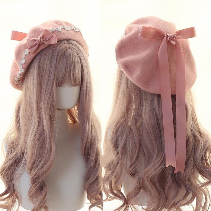 Sweet Lolita Hat Lace Butterfly Bow Berets Multicolor (M / Pink) 28934:364334