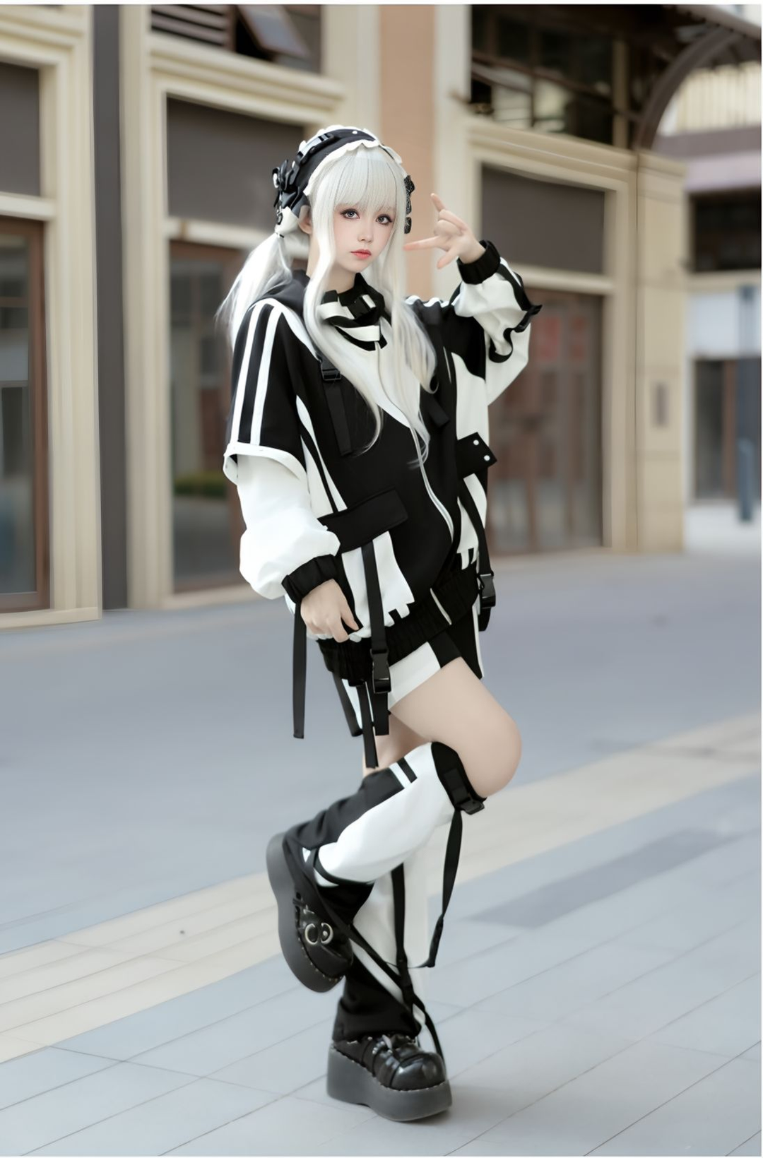 Plus Size Tenshi Kaiwai Coat Set Multicolor Sporty Outfits (L M) 40332:658596