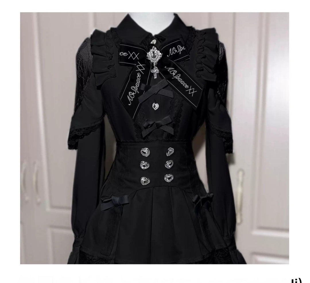 Jirai Kei Blouse Mini Skirt Patchwork Open Shoulder Bi Color Shirt 34500:558334
