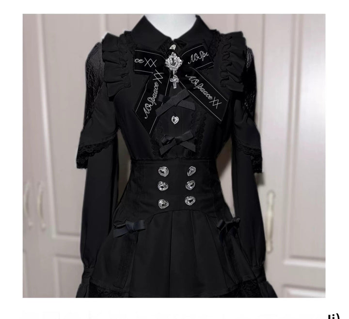 Jirai Kei Blouse Mini Skirt Patchwork Open Shoulder Bi Color Shirt 34500:558334