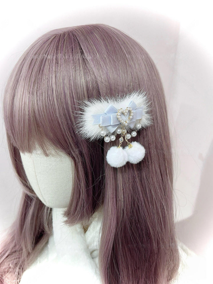 Winter Ryousangata Hair Clip, Pom Pom Pendant 44462:809824