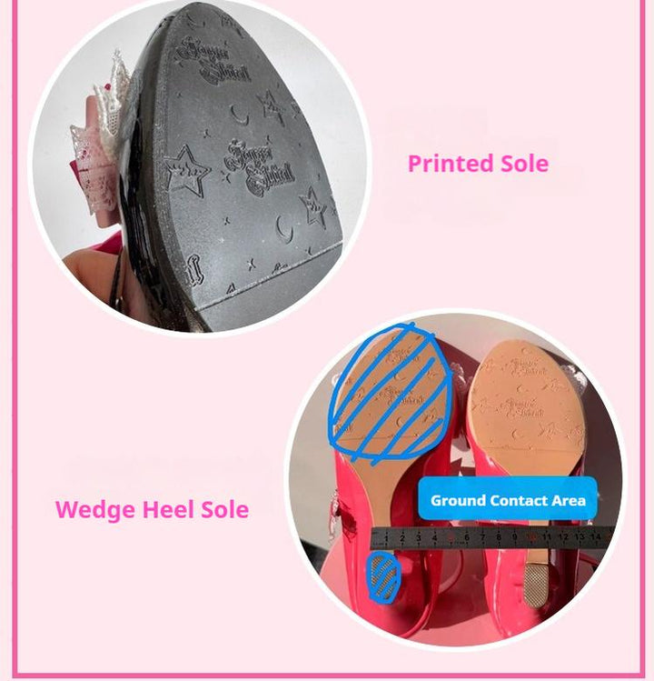 Princess Lolita Wedge Shoes with Open Heart Hollow Heel 42709:752880