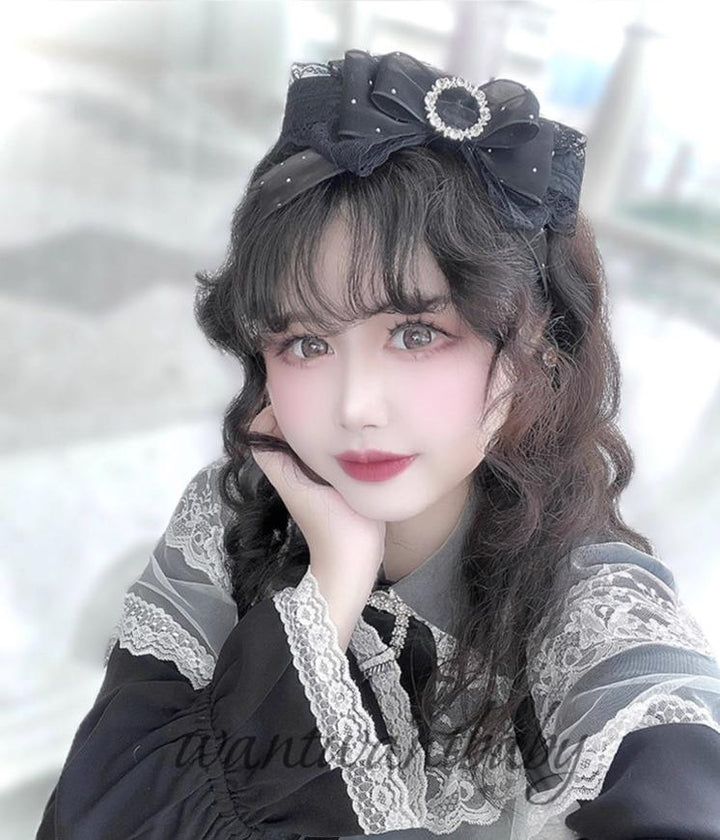 Jirai Kei Headwear, Rhinestone Bow Headband With Sparkle 43297:772909