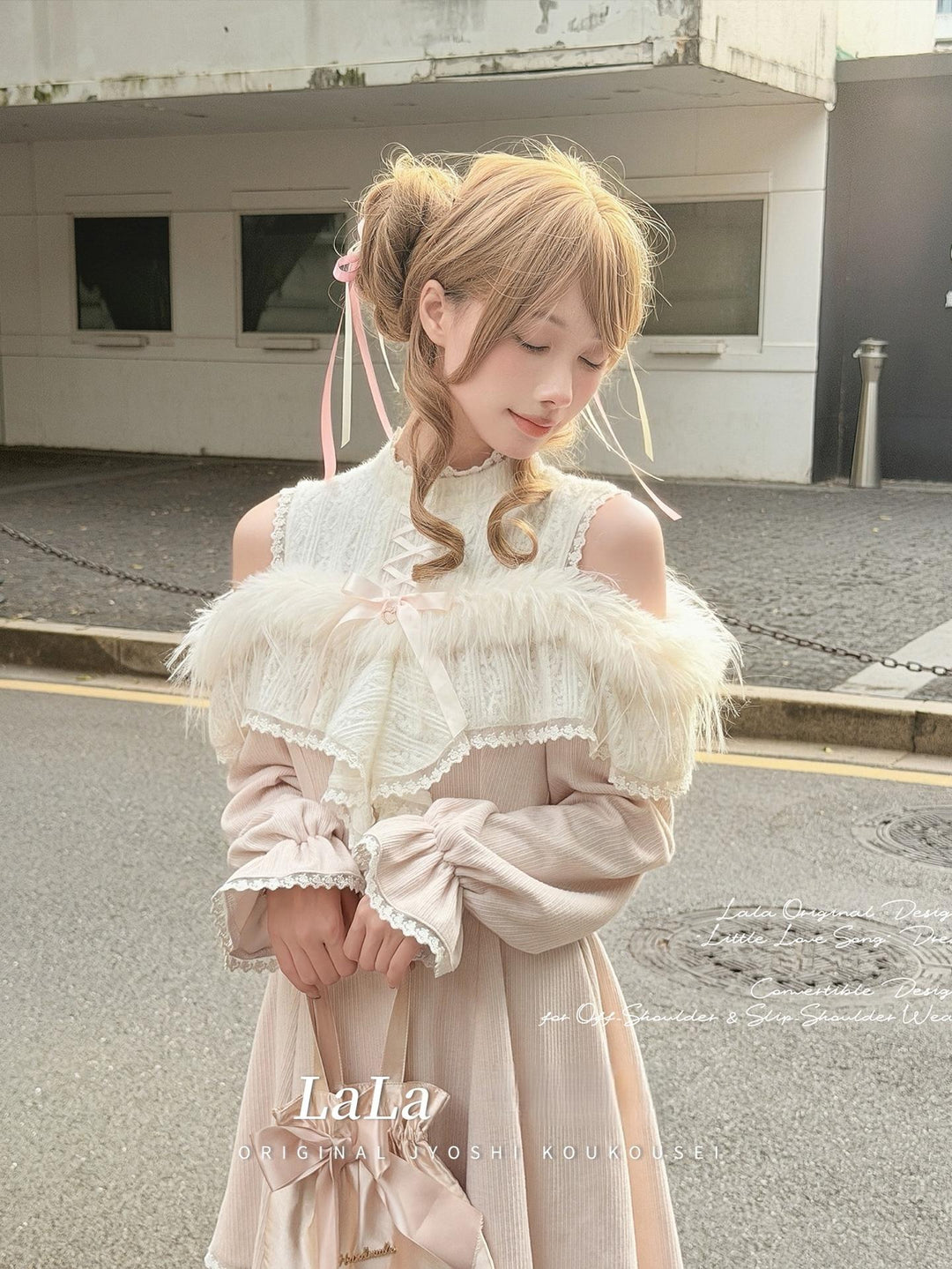 Seiso Kei Elegant Dress, Pink and White Knit 44113:796885