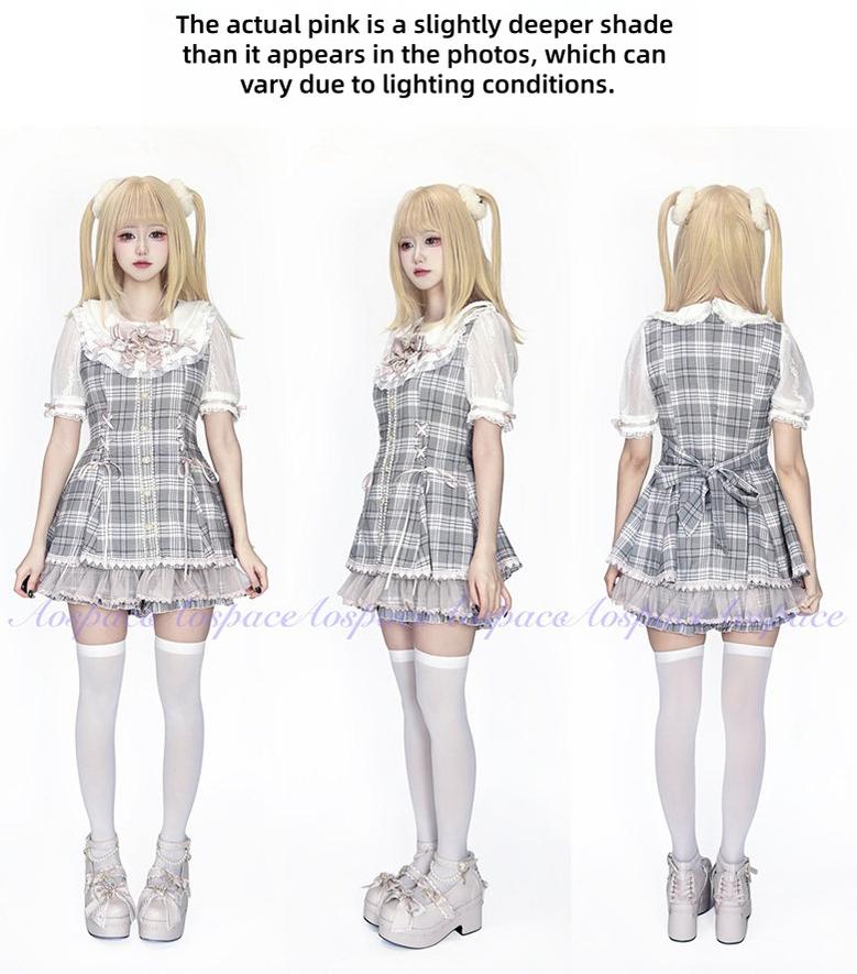 Jirai Kei Lace-Sleeved Dress, Elastic Shorts 44759:824570