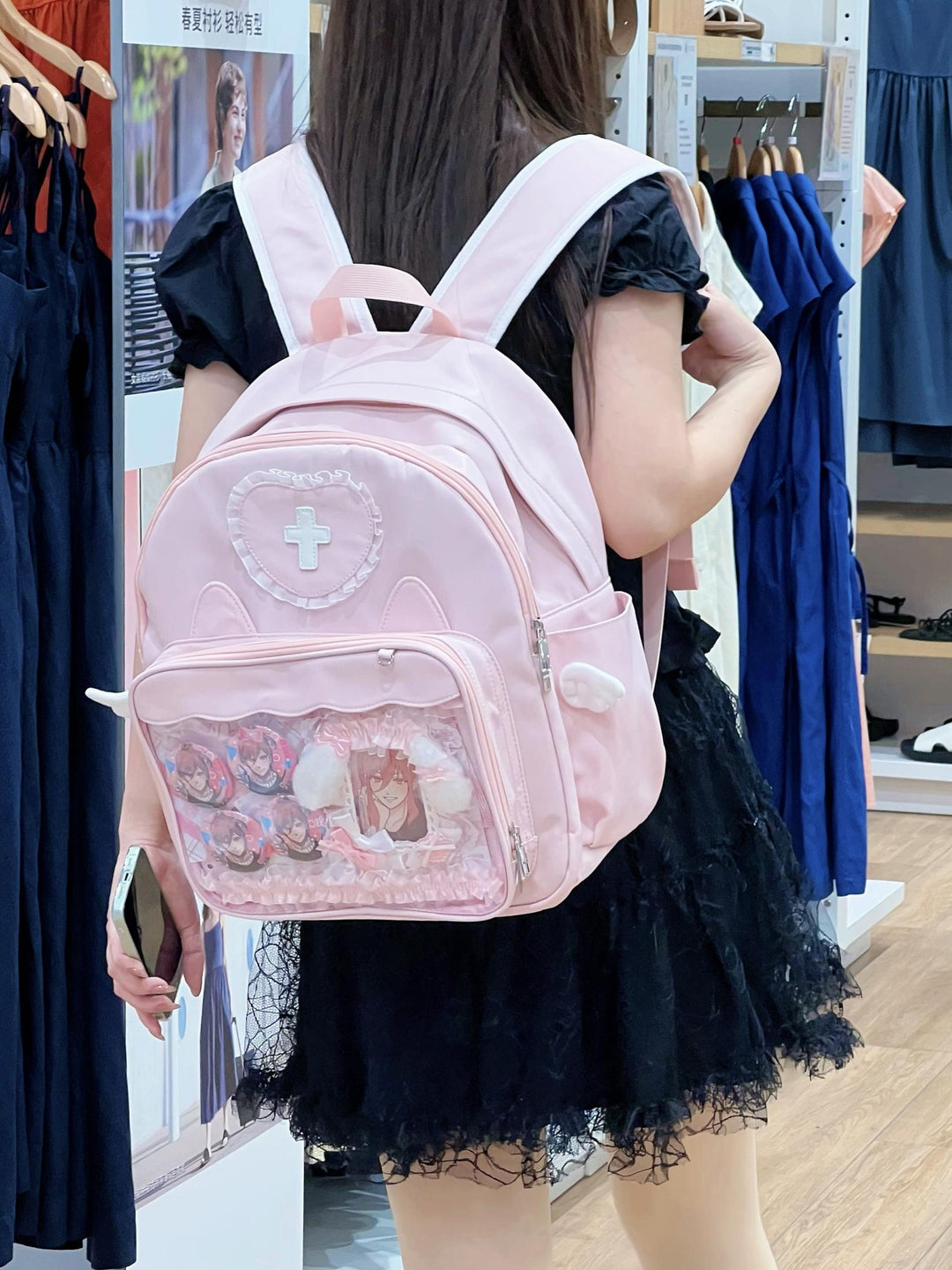 Tenshi Kaiwai Ita Bag Backpack Blue And Pink Bag 38278:588590