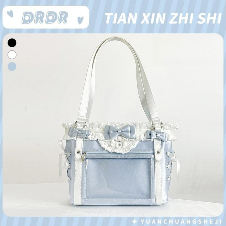 ACG Culture Satin Ita Bag Handle Bag, Removable Ribbon (Blue) 43101:768461