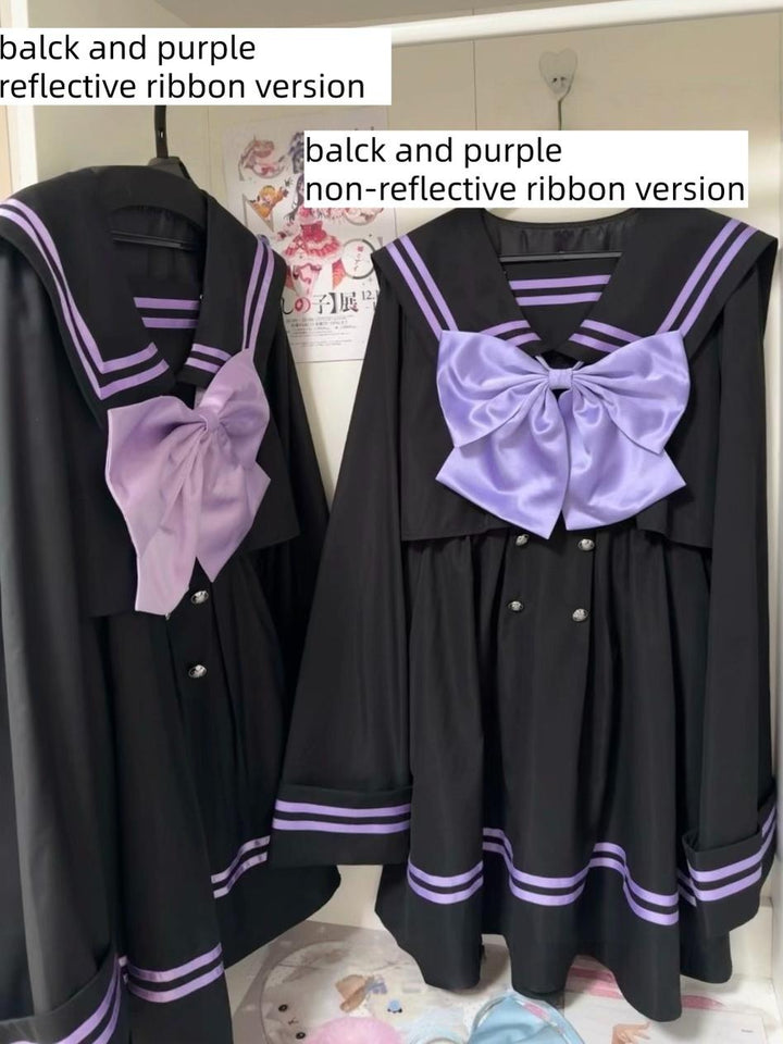 Sailor Collar JK Uniform Dress, Flared Sleeves (L M) 43871:787991