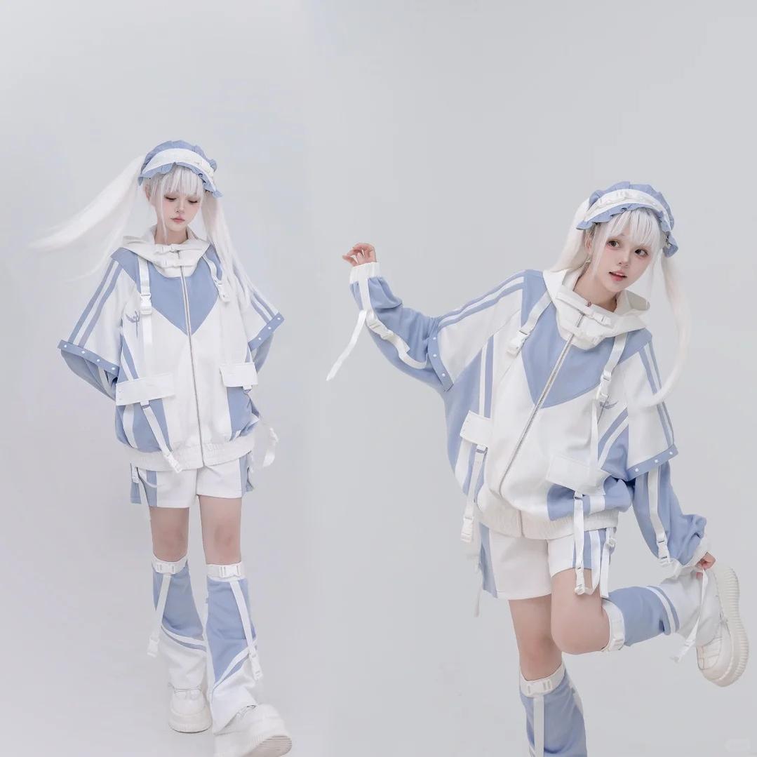 Plus Size Tenshi Kaiwai Coat Set Multicolor Sporty Outfits 40332:661560