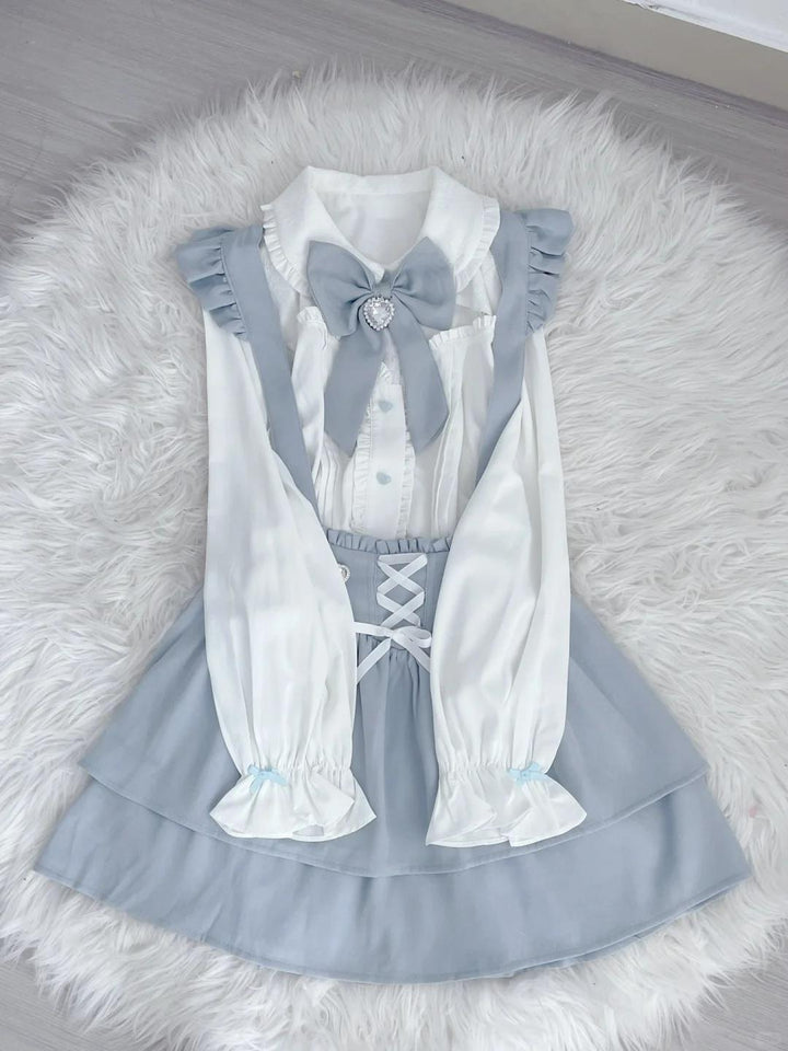 Jirai Kei White Blouse, Suspender Skirt 21838:760786