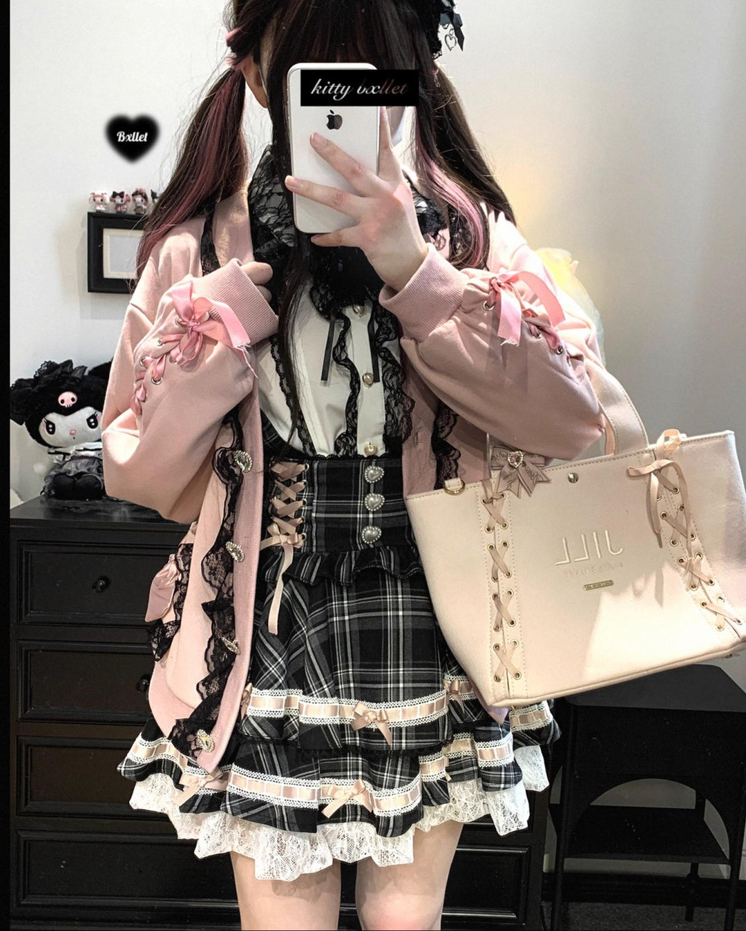 Plaid Jirai Kei Skirt, Detachable Suspenders 43735:784076