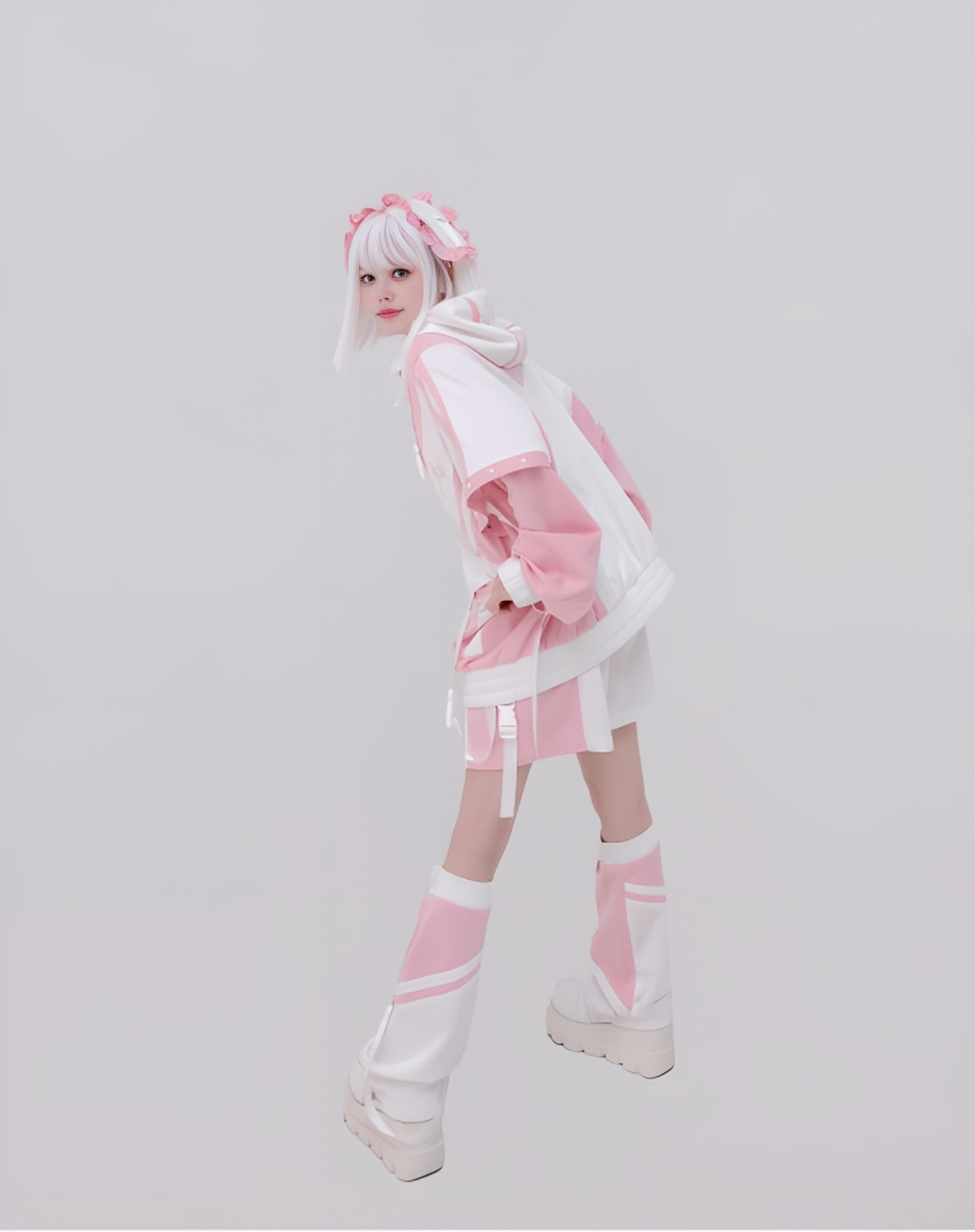 Plus Size Tenshi Kaiwai Coat Set Multicolor Sporty Outfits 40332:658592