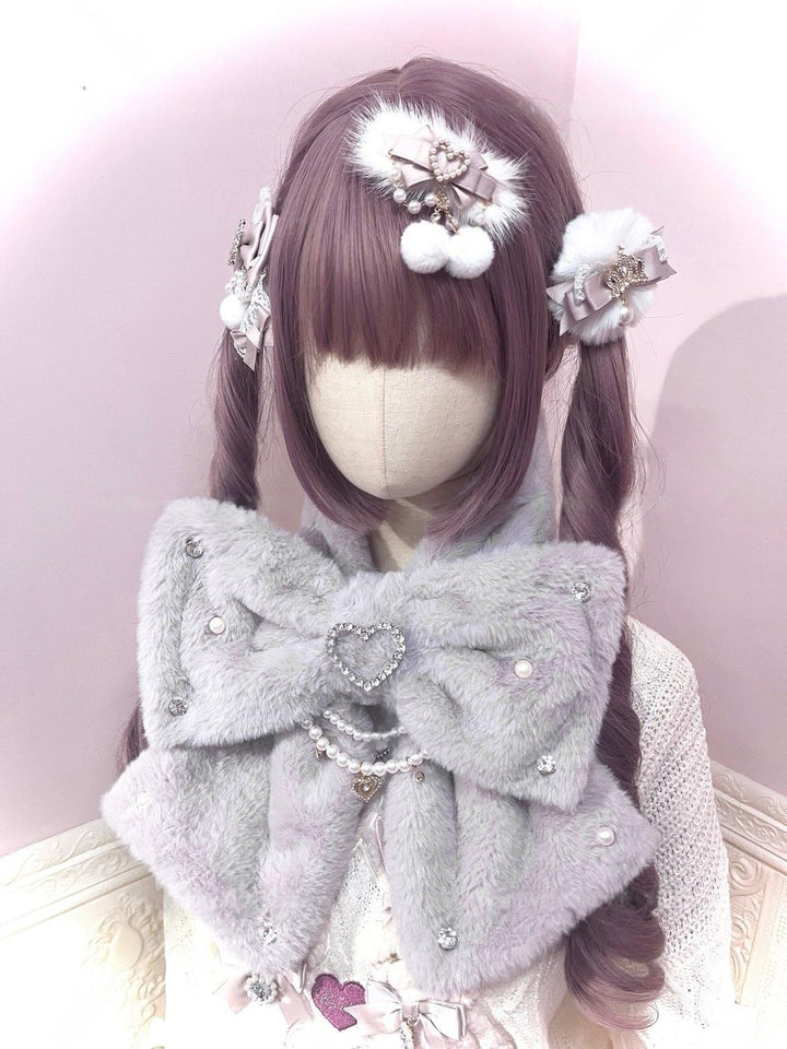 Ryousangata Faux Fur Scarf, Heart-Shaped Brooch 44461:809475