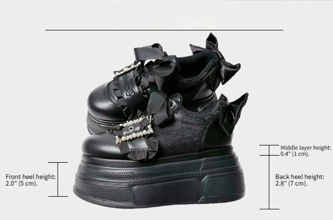 Ryousangata High Platform Shoes, Satin Bow 43688:783075