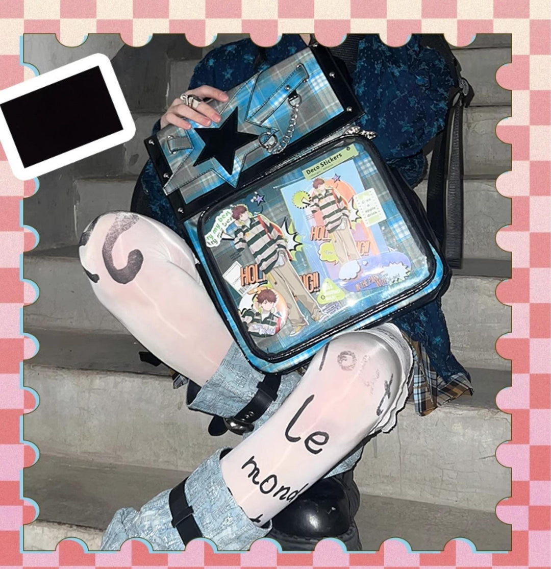 Subculture Ita Bag Plaid Star Large Capacity Ita Backpack 40120:665932