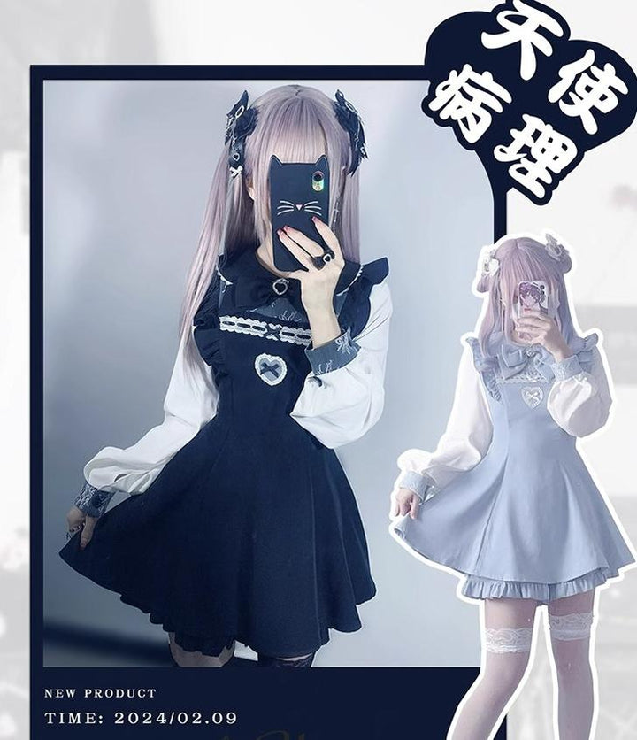 Jirai Kei Set Up Lace Dress Set Black Pink Blue Dress 34480:462748