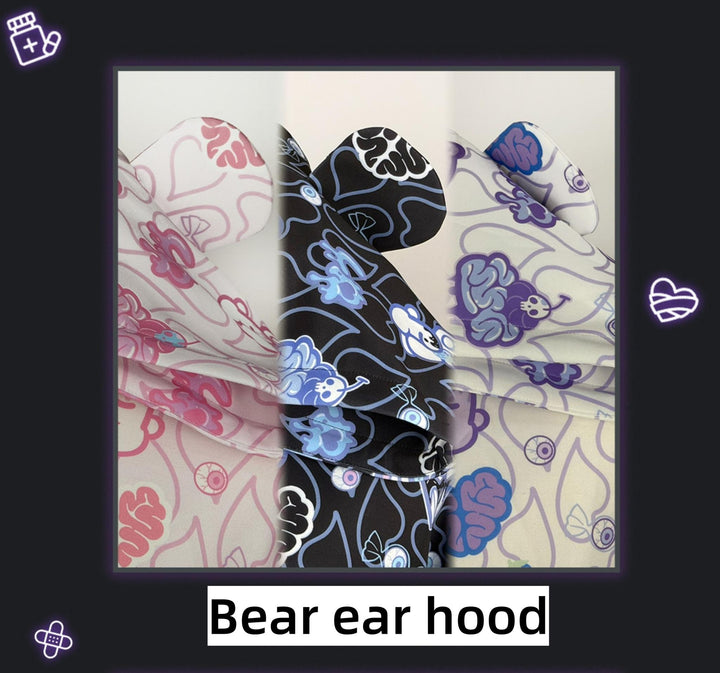 Yami Kawaii Printed Jacket and Hoodie, Bear Ear 44149:798138