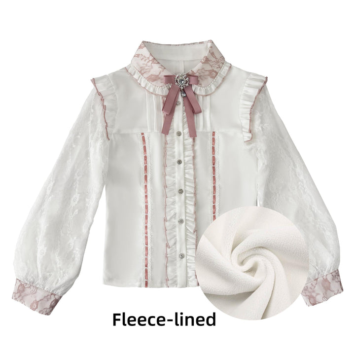 Jirai Kei Lace Sleeves Blouse, Fleece Lining (L M S XL / In-stock Pre-order) 44177:800967