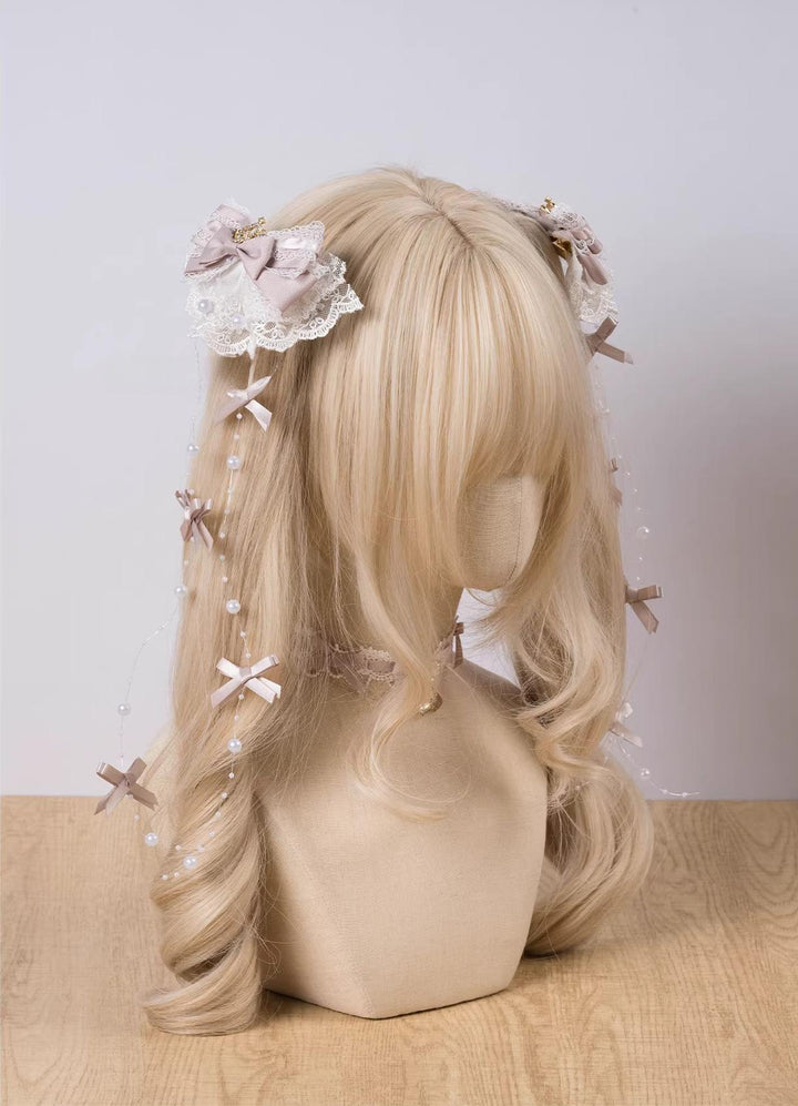 Jirai Kei Artificial Pearl Hair Clip, Rhinestone Crown 45108:837333