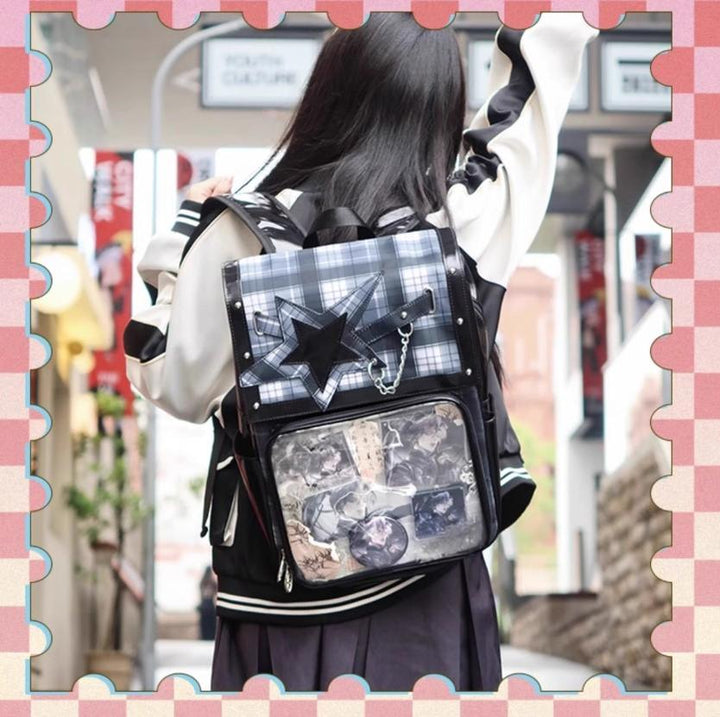 Subculture Ita Bag Plaid Star Large Capacity Ita Backpack 40120:665896