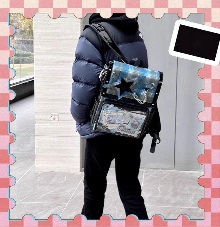Subculture Ita Bag Plaid Star Large Capacity Ita Backpack 40120:665926